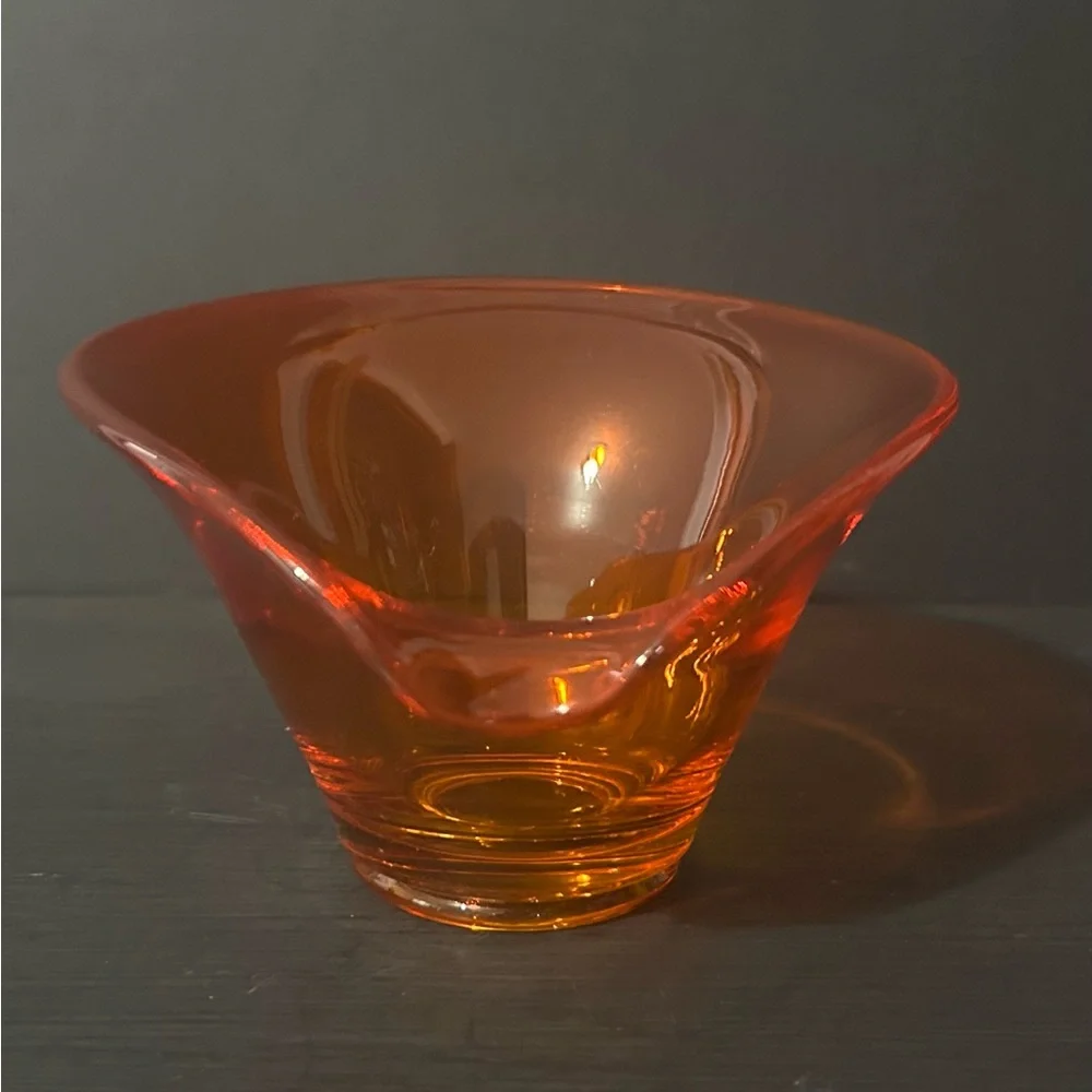 Viking Glass Epic Art Deco Persimmon Lipped Candy/Bon Bon Dish